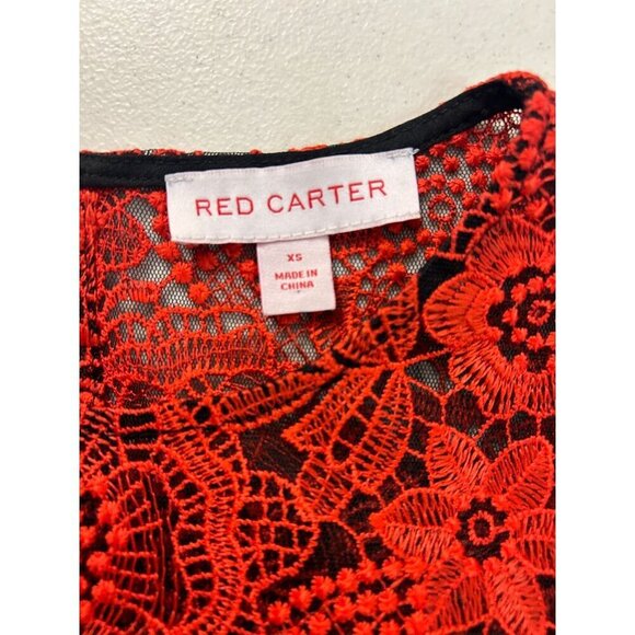 RED CARTER Sheffield Red Lace Top In Carmine Cold Shoulder Size XS - Picture 8 of 8